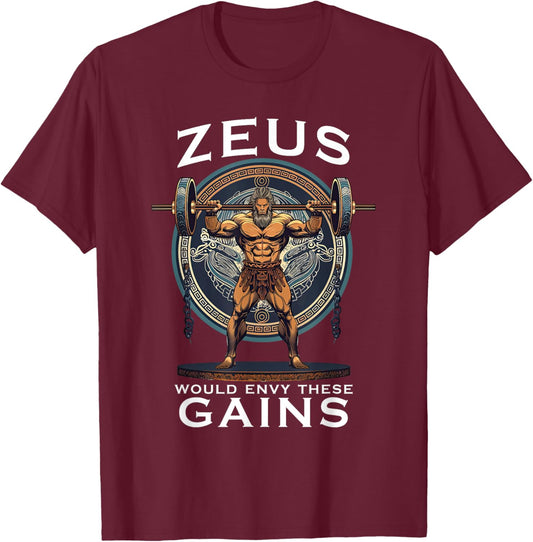 Funny Bodybuilding Muscle Gain Humor Greek God Zeus T-Shirt - T-Shirt | Maroon