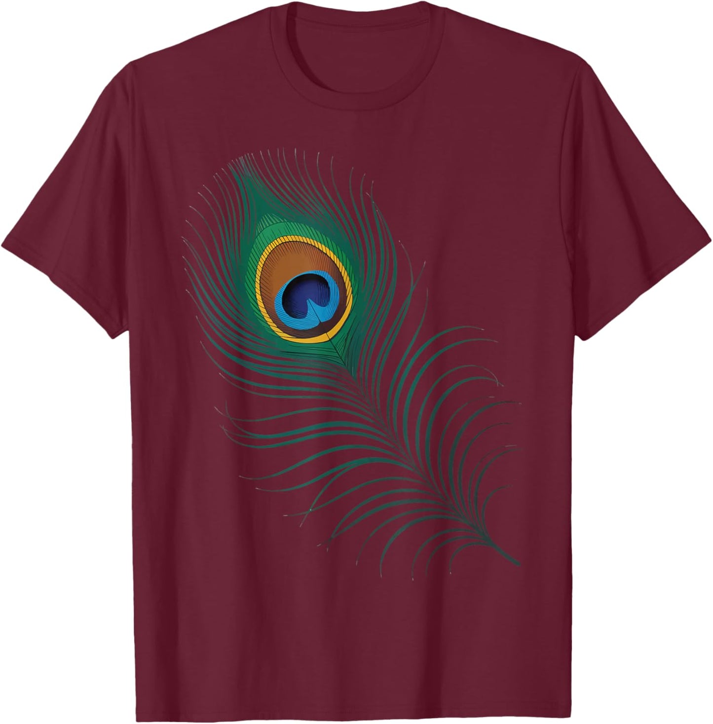 Peacock Feather T-Shirt - T-Shirt | Maroon