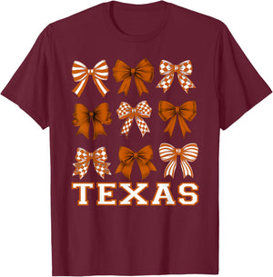 Texas Cute Coquette Bow Girls Kids T-Shirt - T-Shirt | Maroon