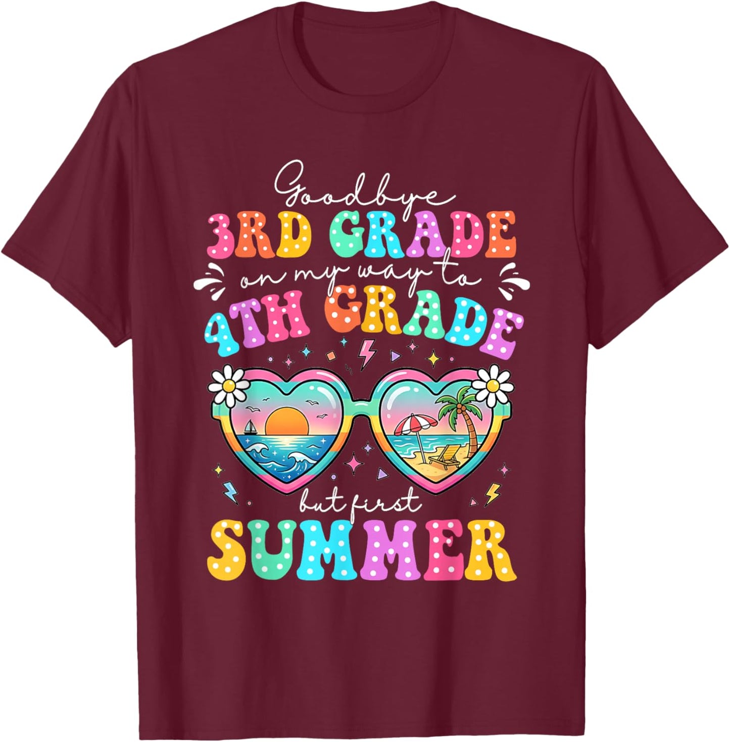 Goodbye 3rd Grade Graduation to 4th Grade First Summer Boys T-Shirt - T-Shirt | Maroon