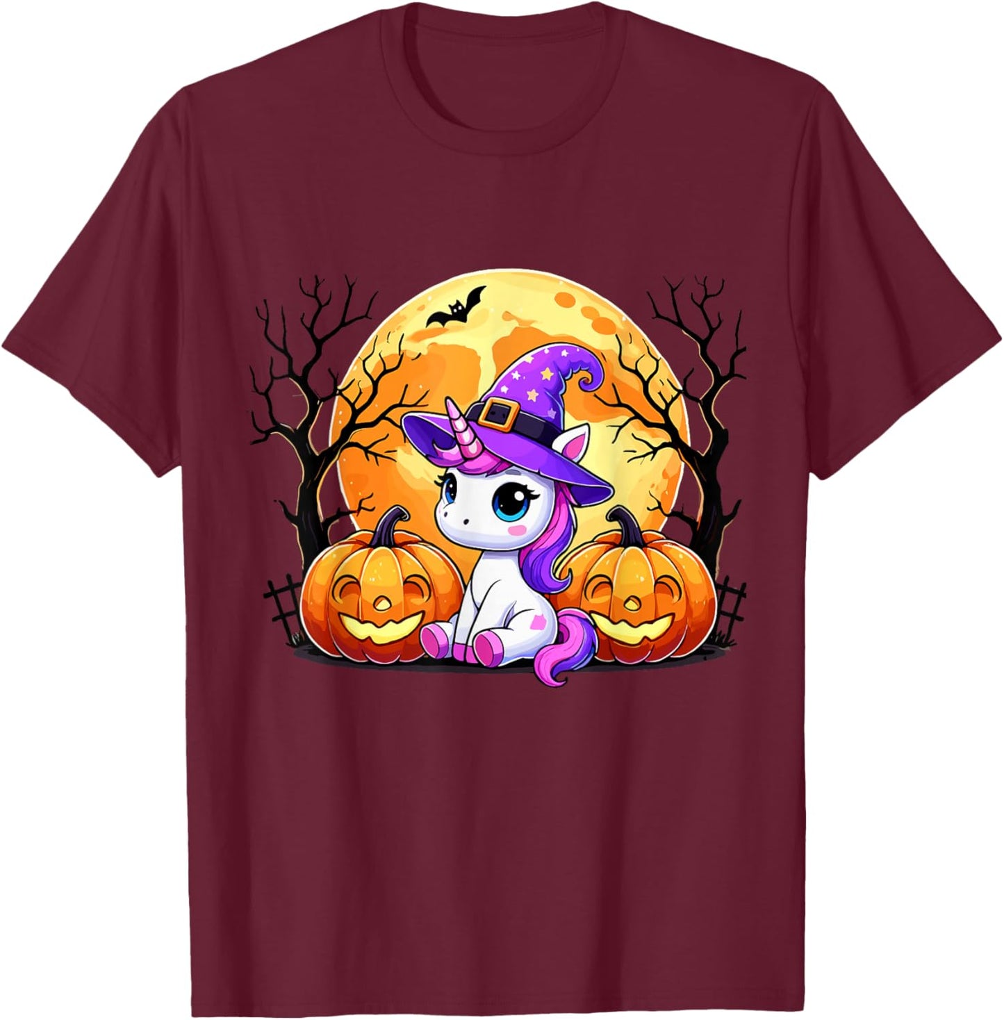 Cute Unicorn Halloween T-Shirt - T-Shirt | Maroon