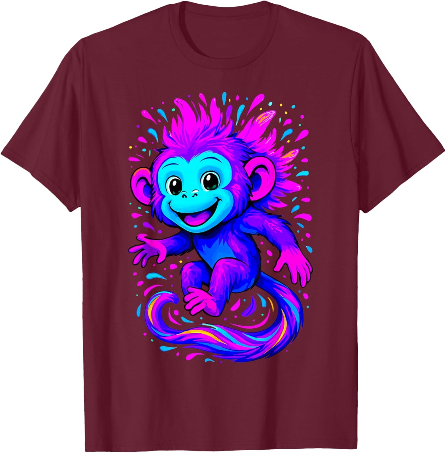 Colorful Monkey T-Shirt - T-Shirt | Maroon