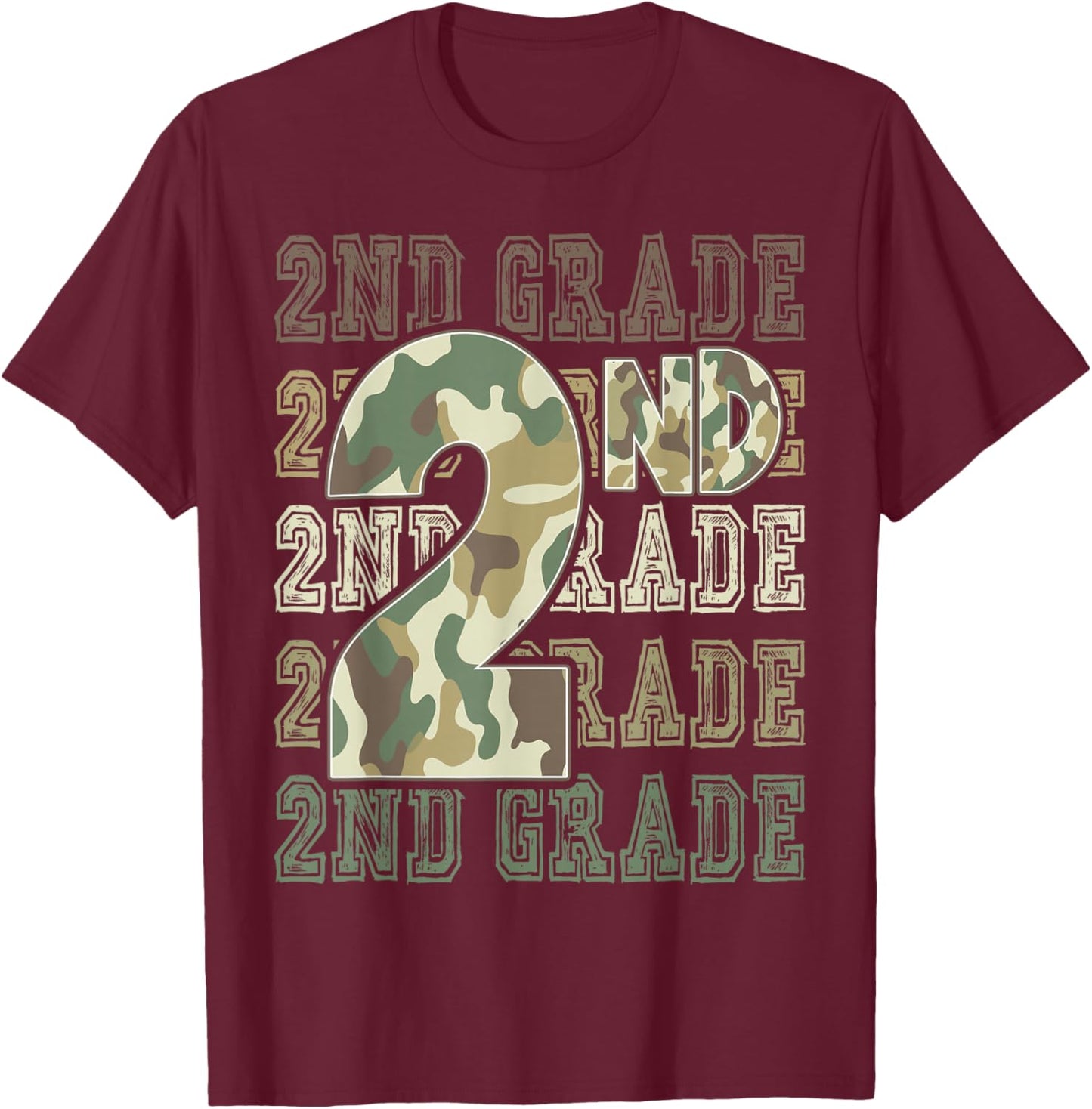 Camo 2nd Grade Squad First Day of School Boy Girl Teacher T-Shirt - T-Shirt | Maroon