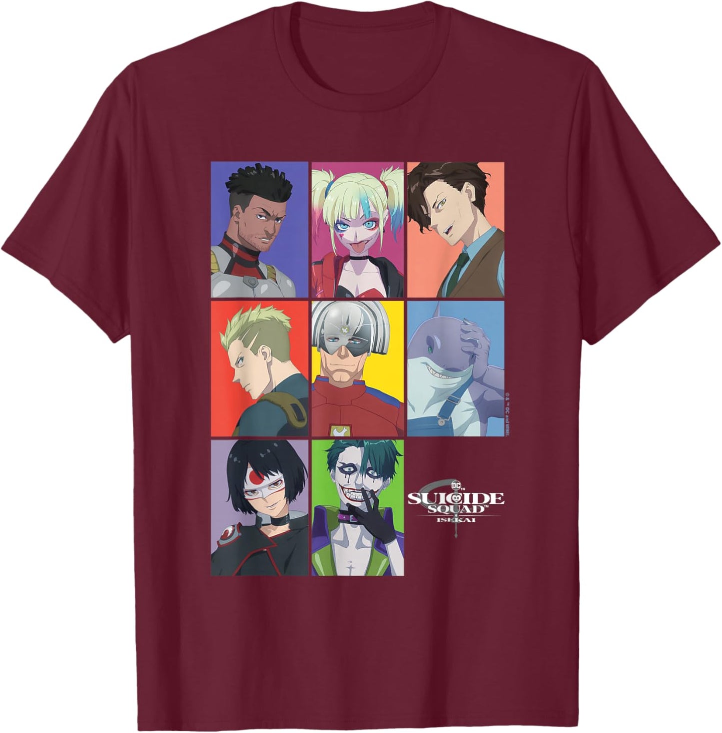 Suicide Squad Isekai Portraits T-Shirt - T-Shirt | Maroon