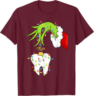 Tooth Dentist Dental Assistant Teeth Christmas Xmas Pajamas T-Shirt - T-Shirt | Maroon