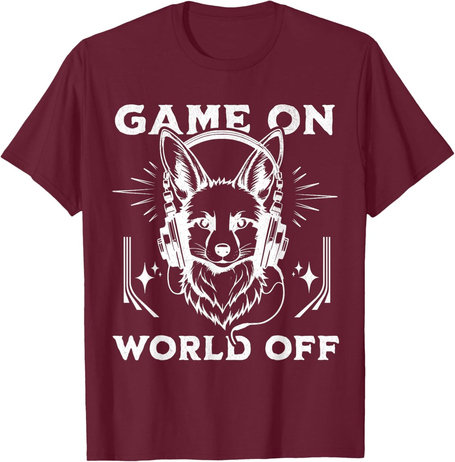 Funny Video Game On World Off Gamer Fox and Boys T-Shirt - T-Shirt | Maroon