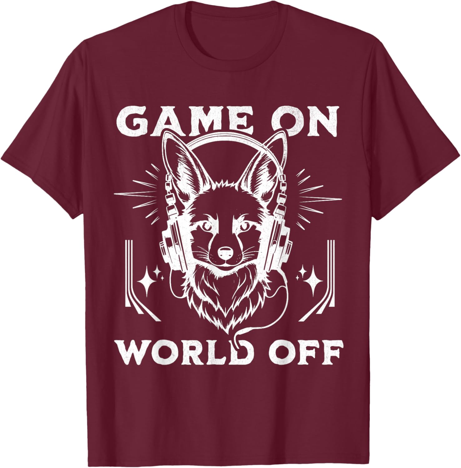 Funny Video Game On World Off Gamer Fox and Boys T-Shirt - T-Shirt | Maroon