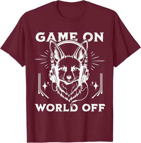 Funny Video Game On World Off Gamer Fox and Boys T-Shirt - T-Shirt | Maroon