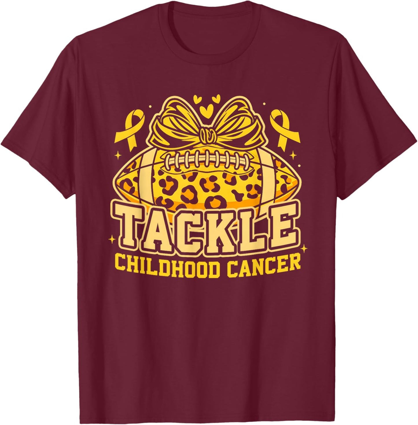 Tackle Childhood Cancer Football Childhood Cancer Awareness T-Shirt - T-Shirt | Maroon