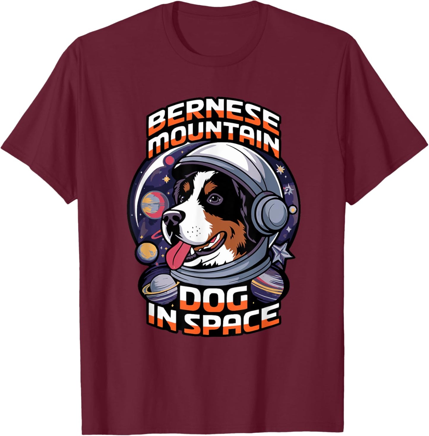 Funny Mountain Dog In Space Design Kids Bernese Mountain Dog T-Shirt - T-Shirt | Maroon