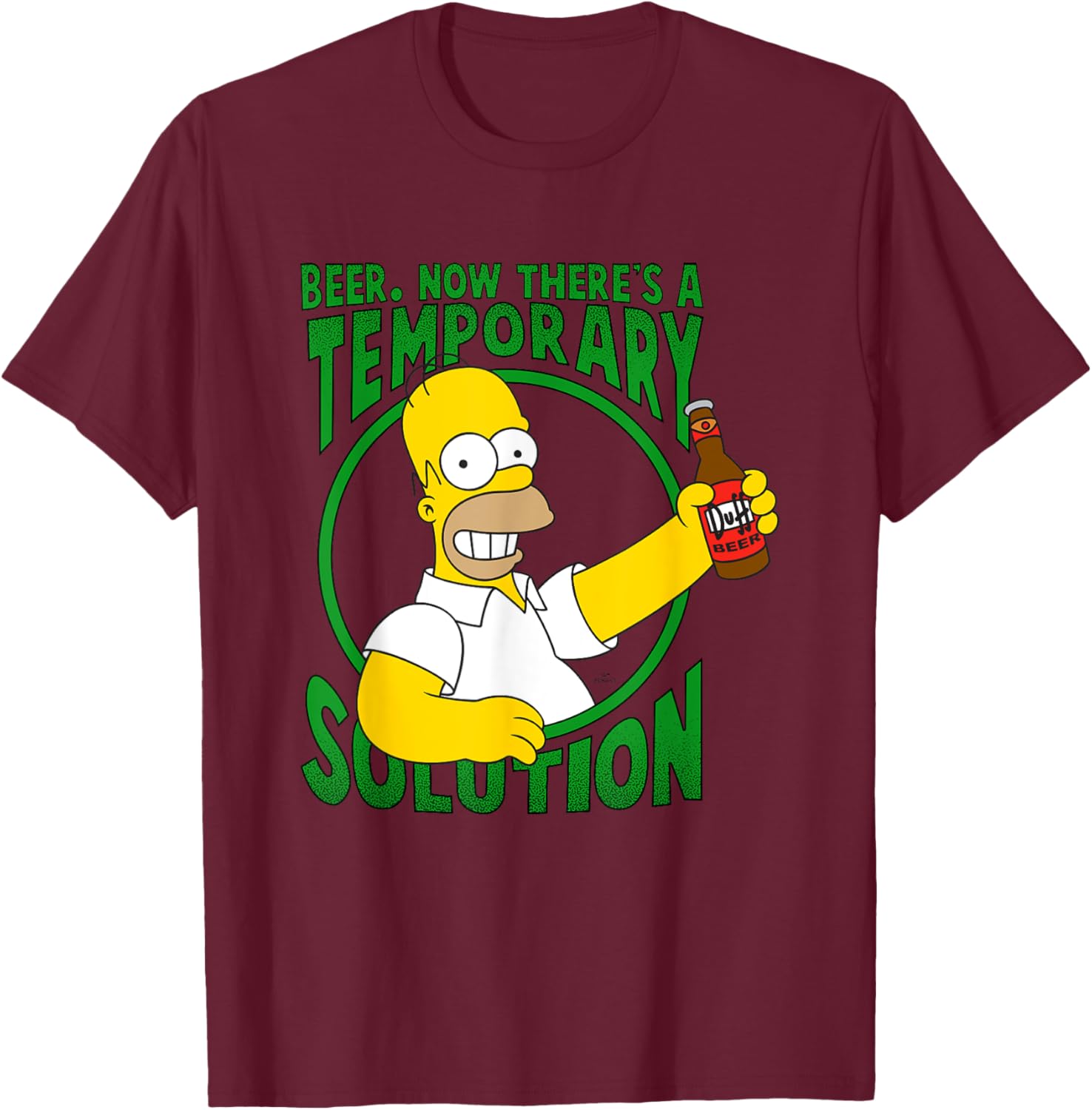The Simpsons Beer The Temporary Solution T-Shirt - T-Shirt | Maroon