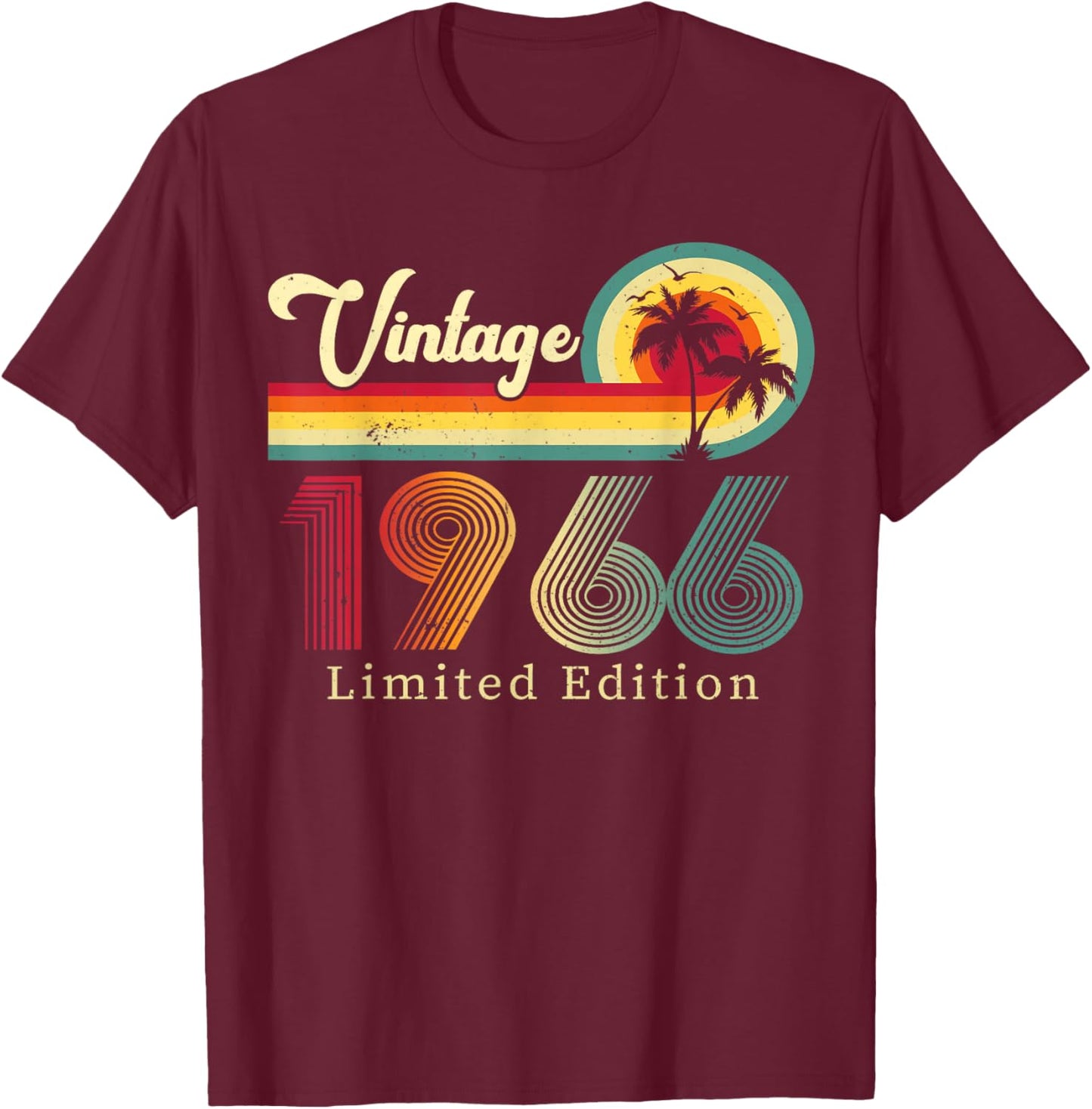 60th Birthday Vintage 1966 60 Years Old T-Shirt - T-Shirt | Maroon