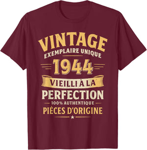 Birthday Gift 82 Years Humor Vintage 1944 82 Years Man T-Shirt - T-Shirt | Maroon