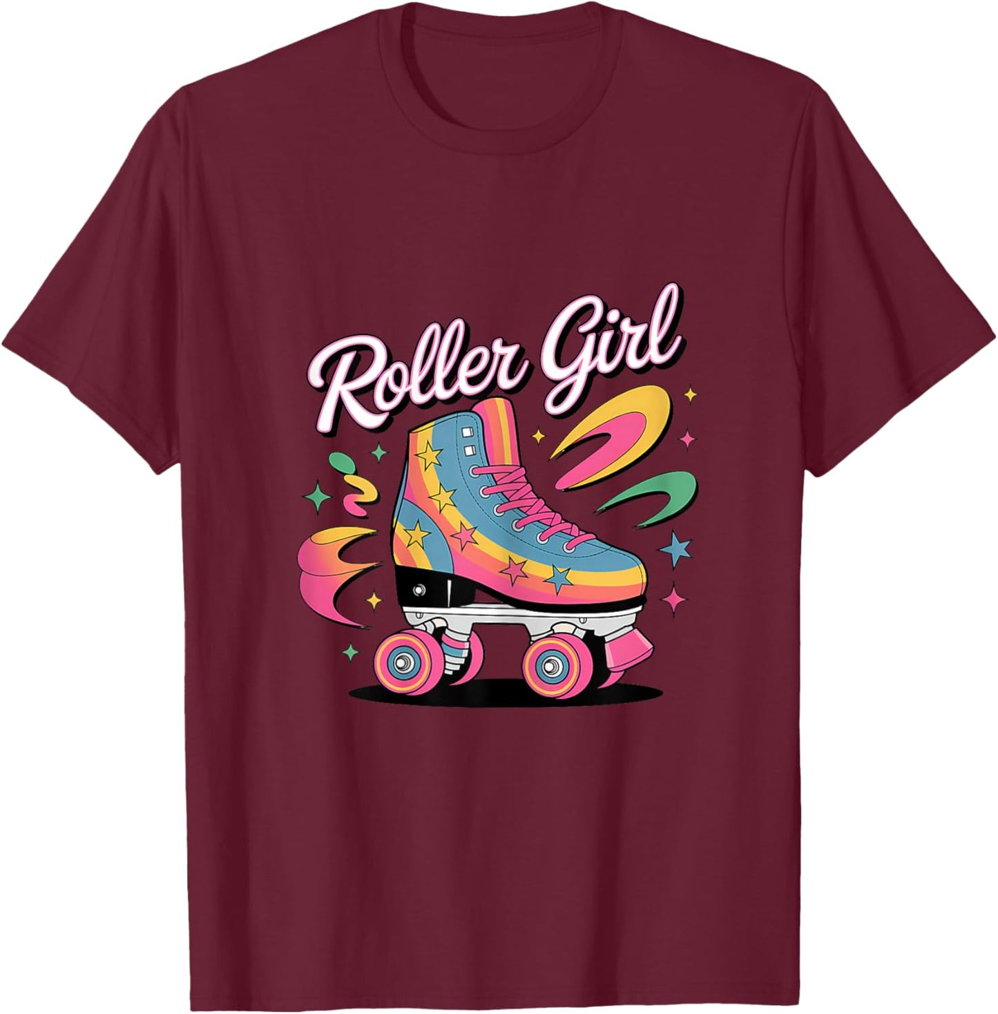 Roller Girl Skater Roller Skating 70s 90s 80's Roller Skates T-Shirt - T-Shirt | Maroon