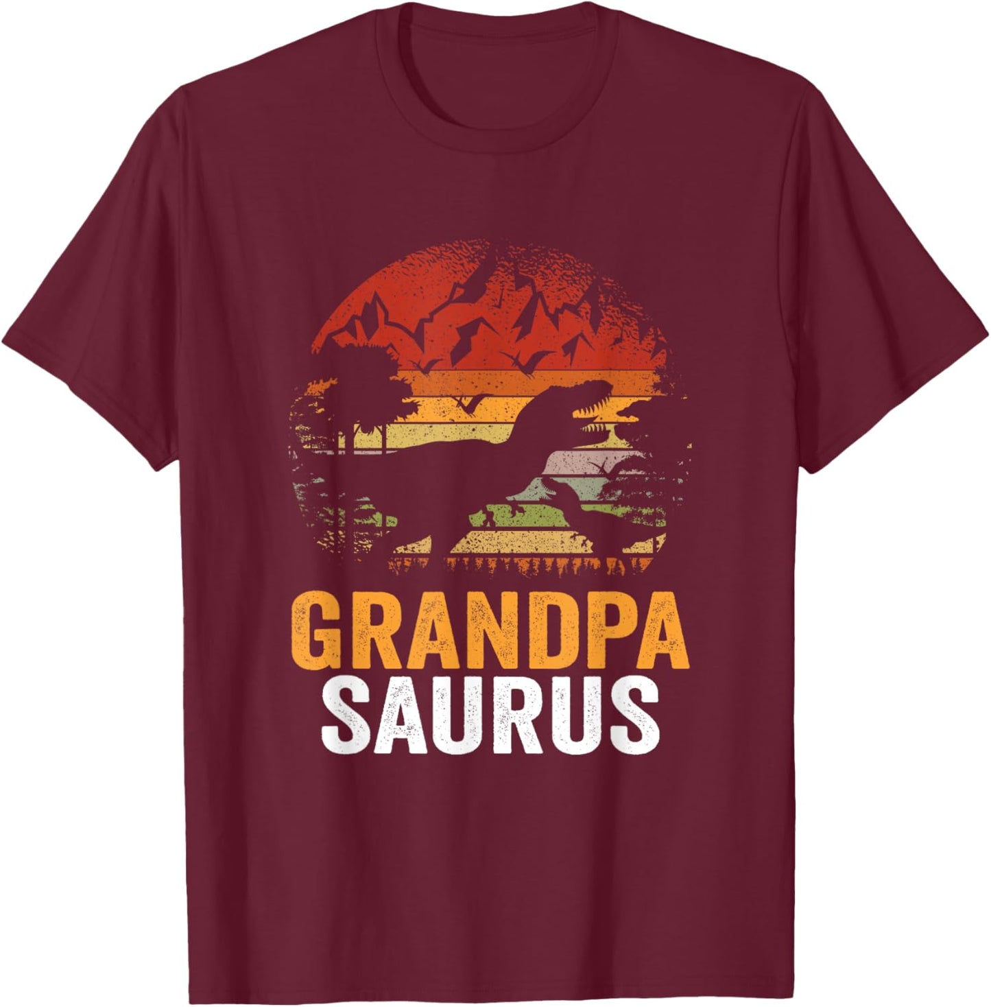 Grandpasaurus T Rex Dinosaur Grandpa Saurus Family Matching T-Shirt - T-Shirt | Maroon