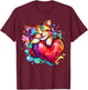Cat Kitty Hugging Valentine Heart Rainbow Love T-Shirt - T-Shirt | Maroon