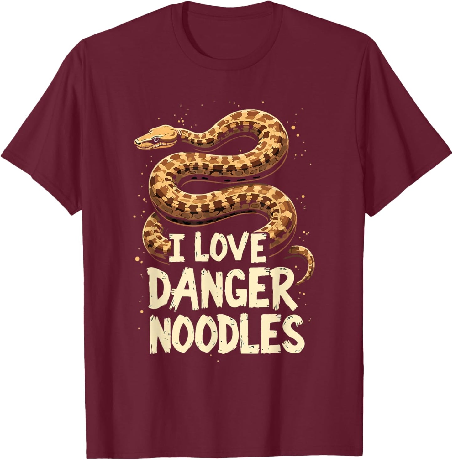 Ball Python Snake Lover Reptile I Love Danger Noodles T-Shirt - T-Shirt | Maroon