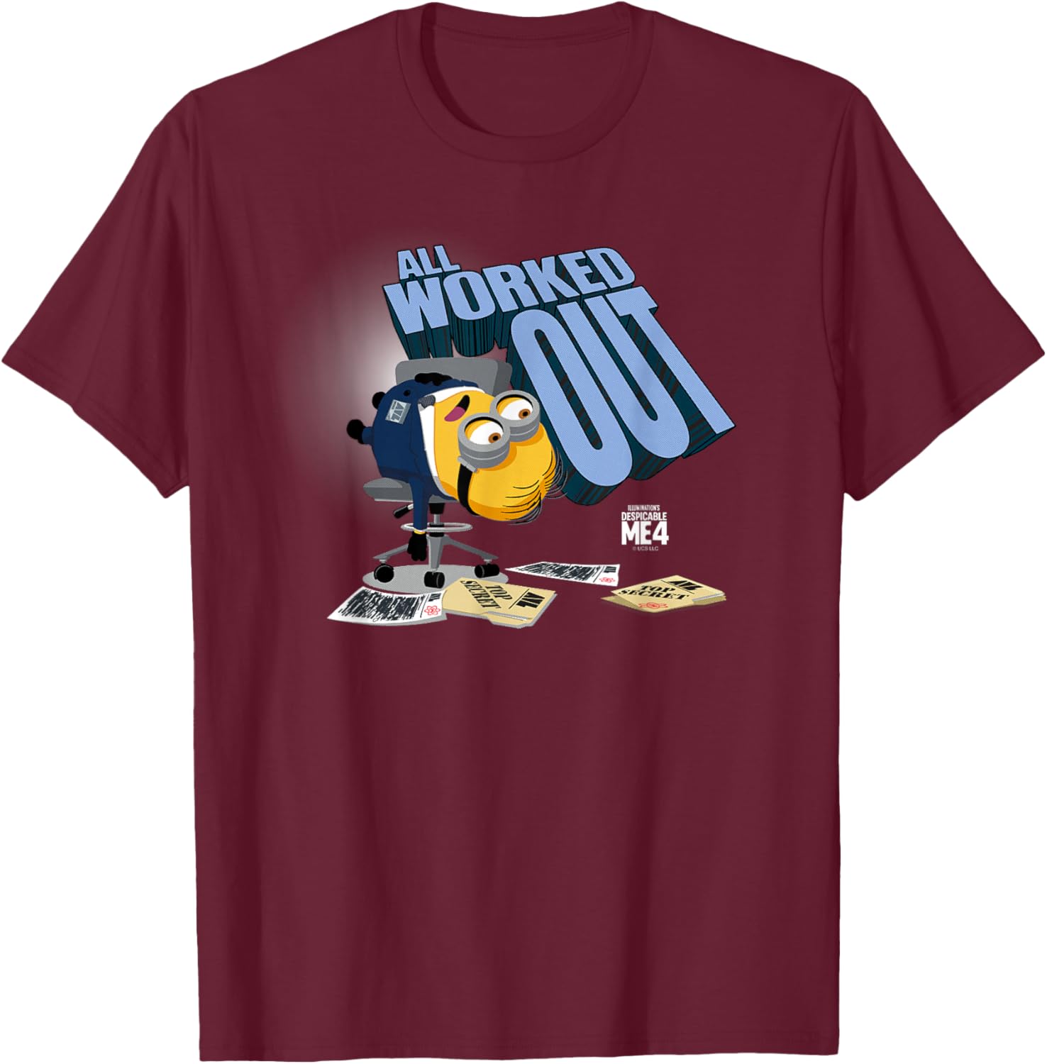 Minions Despicable Me 4 AVL All Worked Out T-Shirt - T-Shirt | Maroon