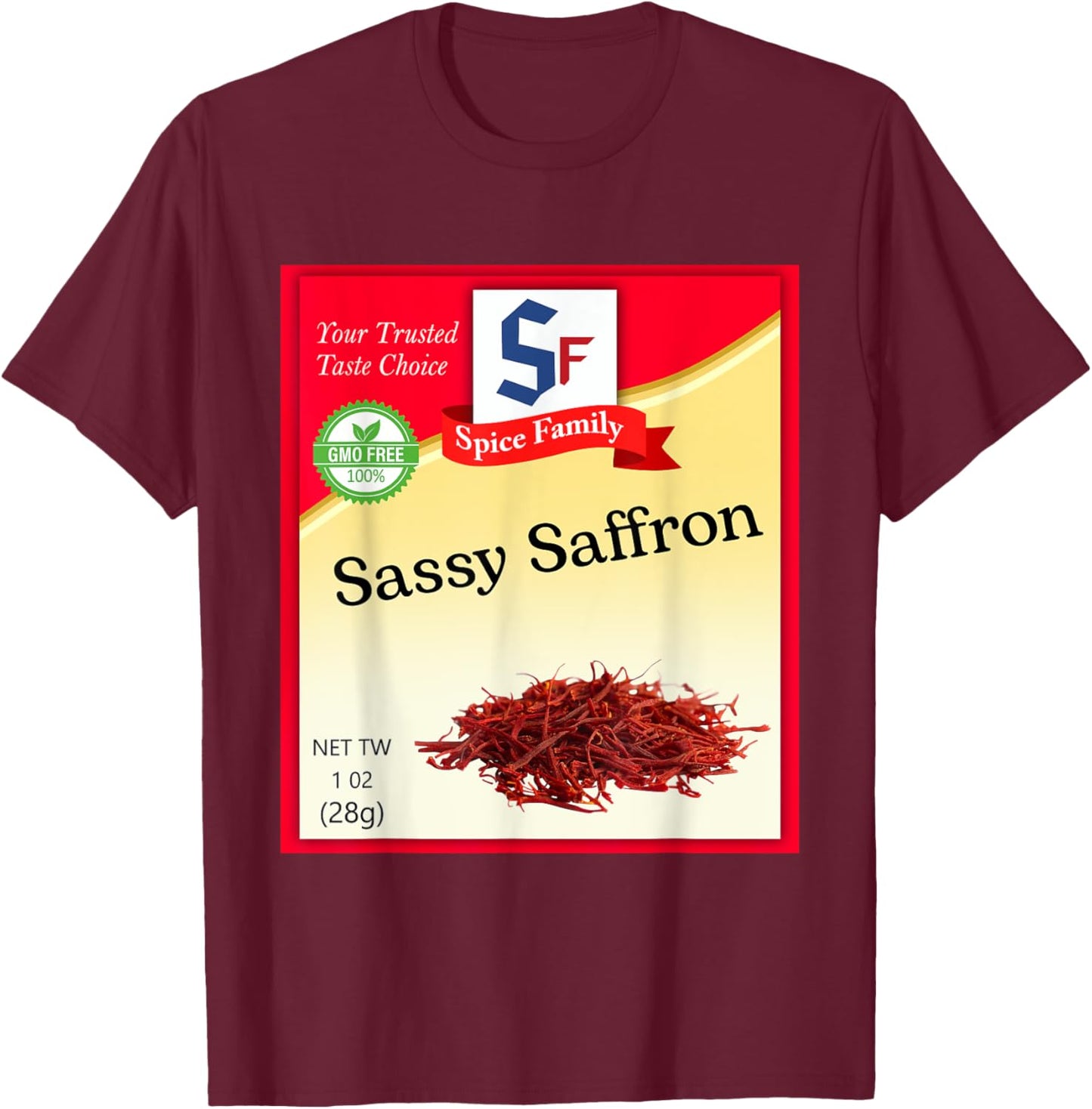 Sassy Saffron Condiment Costume Holiday Spice Costumes T-Shirt - T-Shirt | Maroon