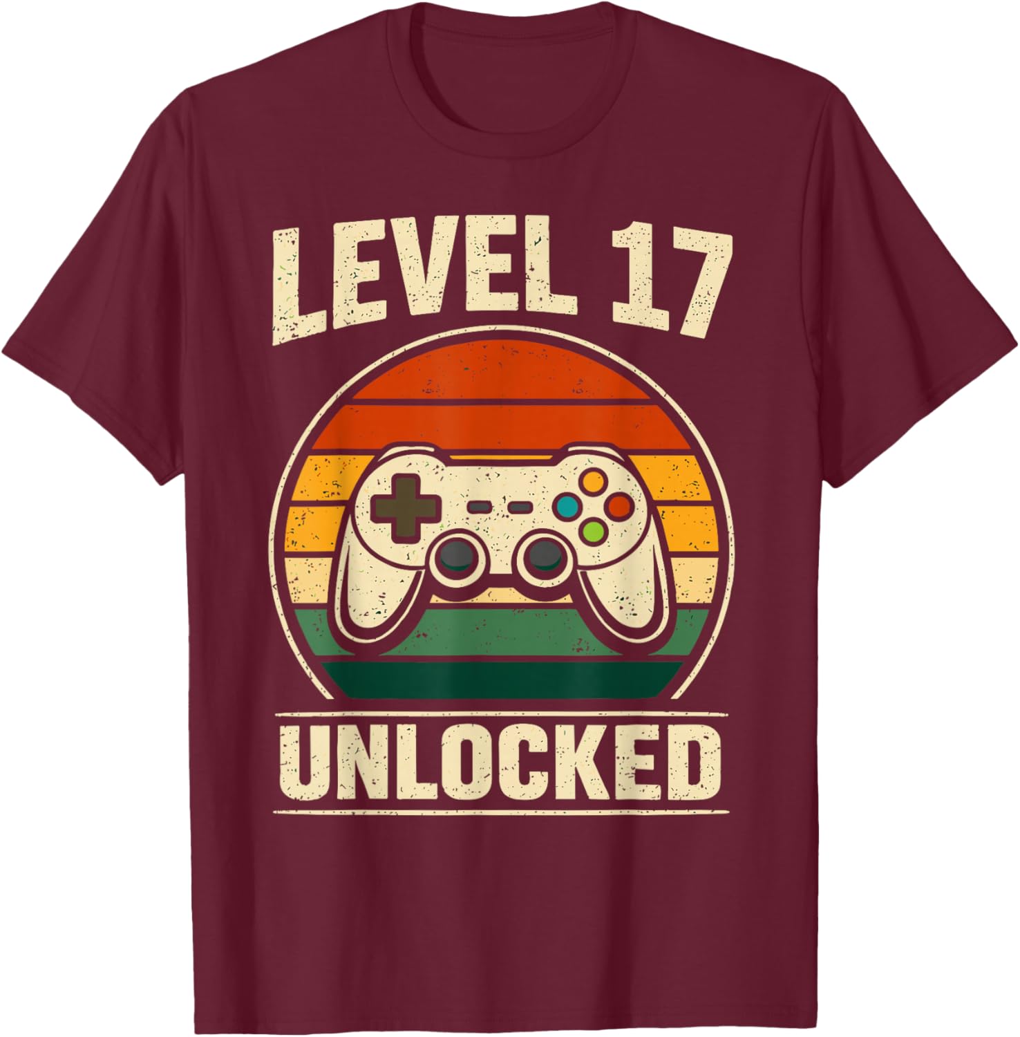 17th Birthday Level 17 Unlocked Gamer Gaming 17 Birthday T-Shirt - T-Shirt | Maroon