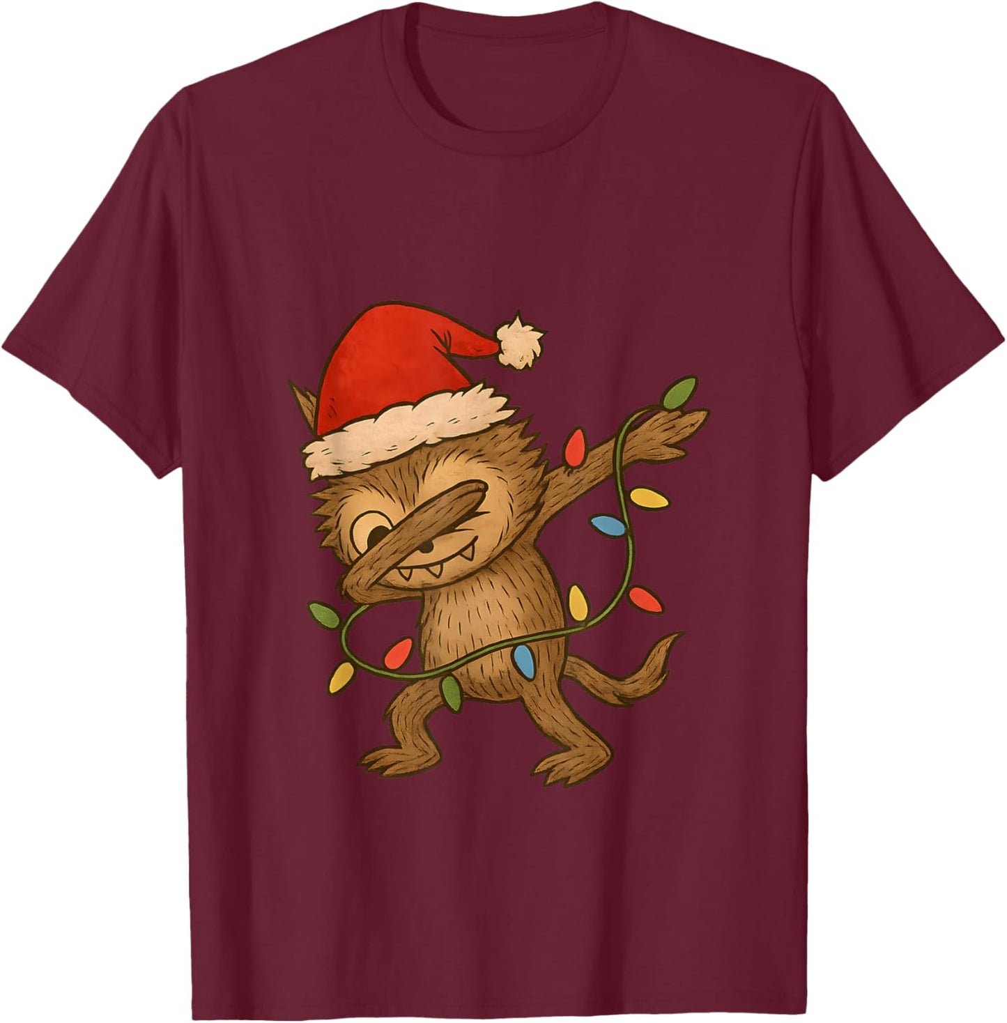 Dabbing Playful Funny Bubu Creatire Christmas T-Shirt - T-Shirt | Maroon
