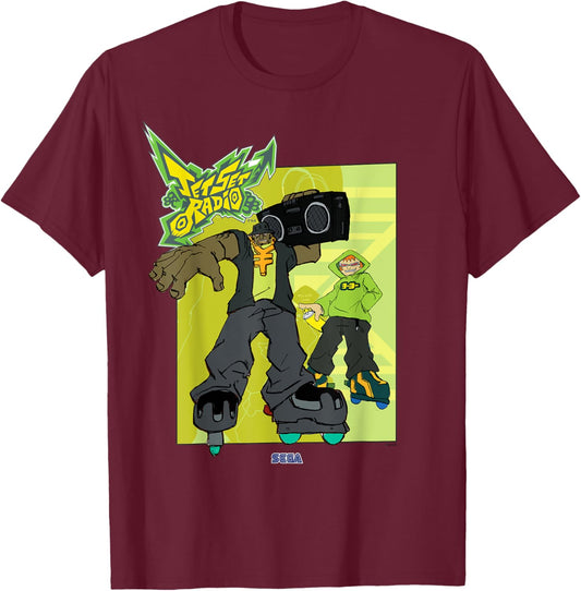 Jet Set Radio duo Combo, Yo-Yo SEGA Dreamcast video game T-Shirt - T-Shirt | Maroon