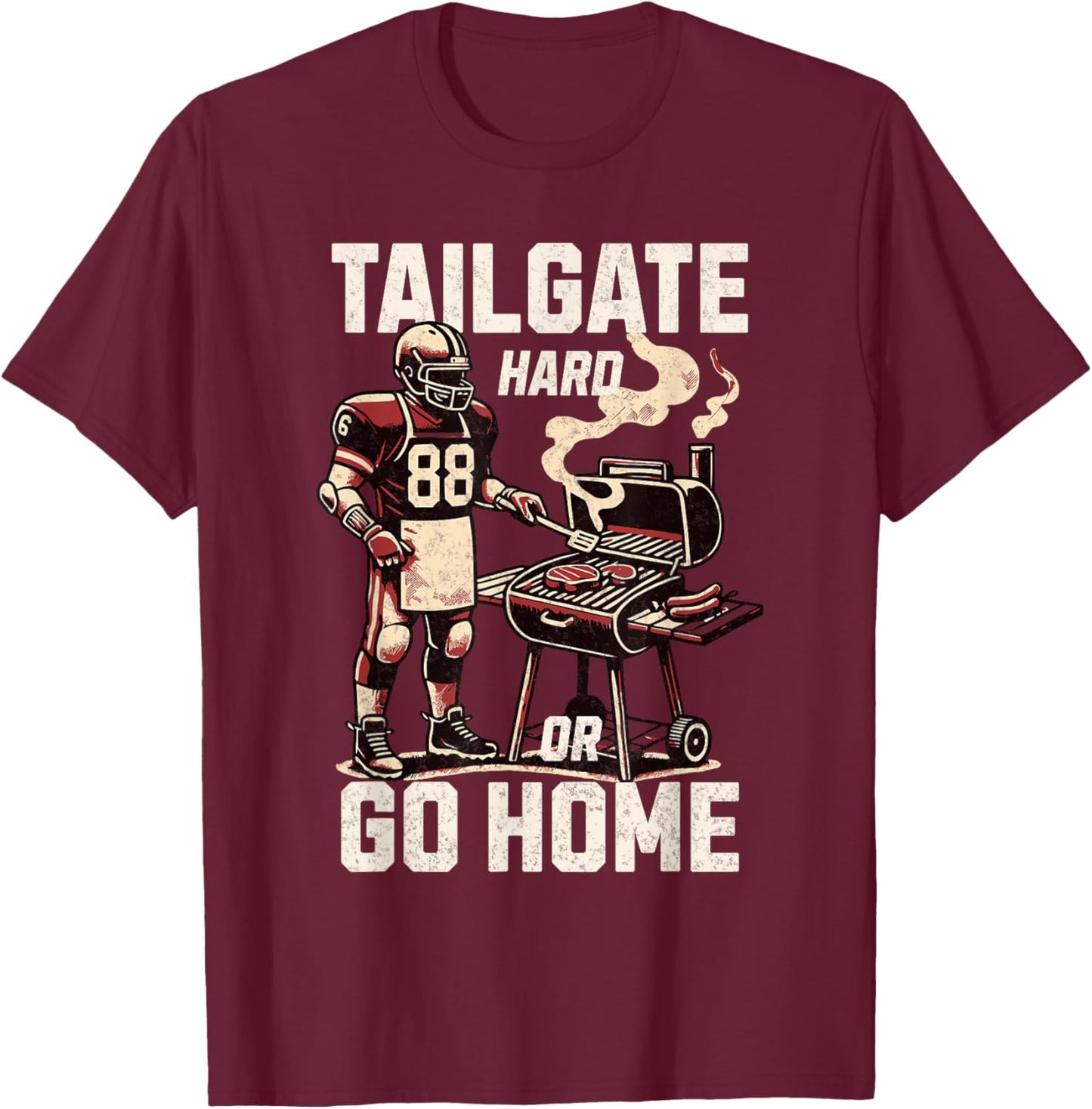 Tailgate Party American Football Player Men Funny Grill T-Shirt - T-Shirt | Maroon