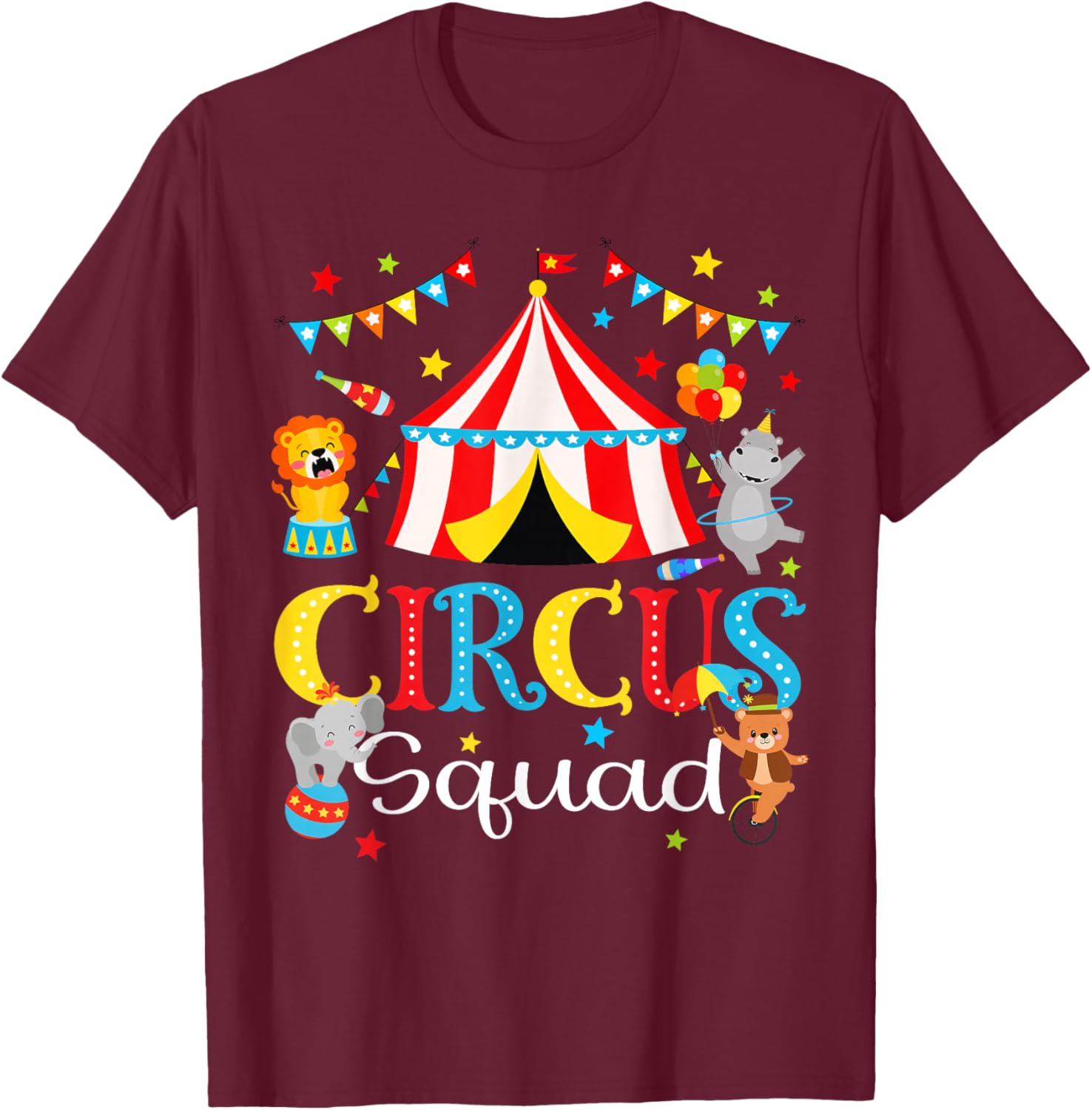 Circus Squad Matching Birthday Circus Staff Bday Boys Kids T-Shirt - T-Shirt | Maroon