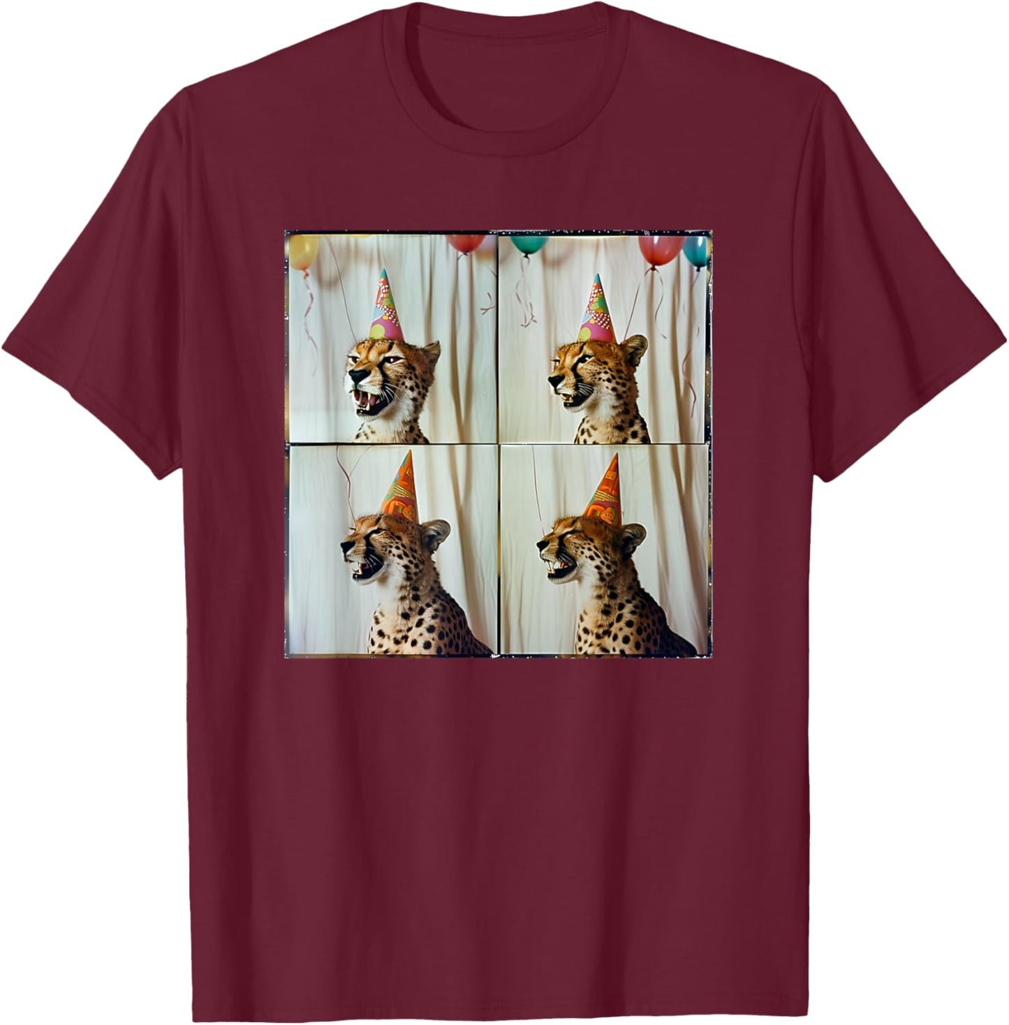 African Cheetah Lover Colorful Safari Animal Birthday T-Shirt - T-Shirt | Maroon