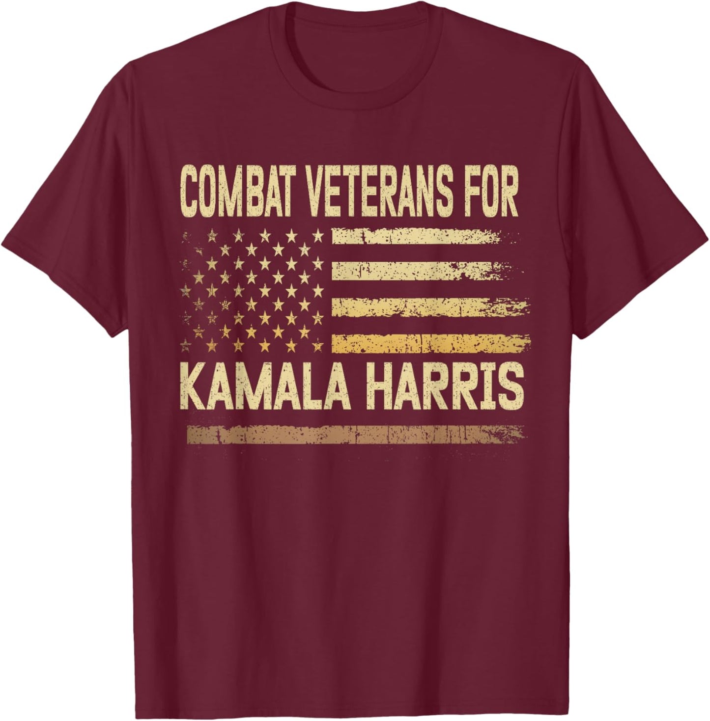 Combat Veterans For Kamala Harris Election USA Flag Military T-Shirt - T-Shirt | Maroon