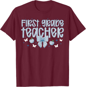 First Grade Teacher Coquette 1st Grade Teacher Appreciation T-Shirt - T-Shirt | Maroon