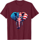 American Flag Elephant 4th of July Patriotic Elephant Face T-Shirt - T-Shirt | Maroon