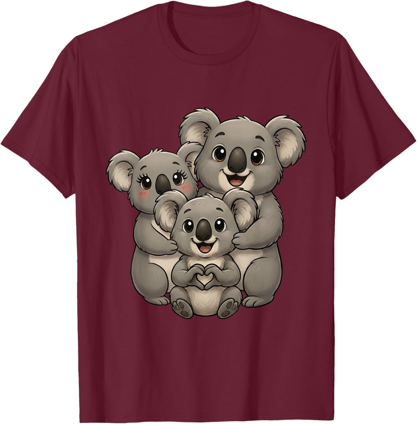Koala mit Familie | Süßer Koalabär mit Koala Mama & Papa T-Shirt - T-Shirt | Maroon