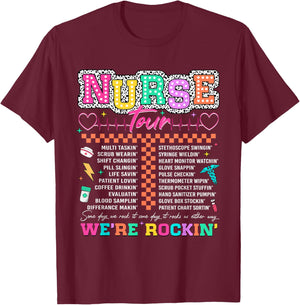 Nurse Tour We're Rockin' Cool Nurse Club RN LPN Medical T-Shirt - T-Shirt | Maroon