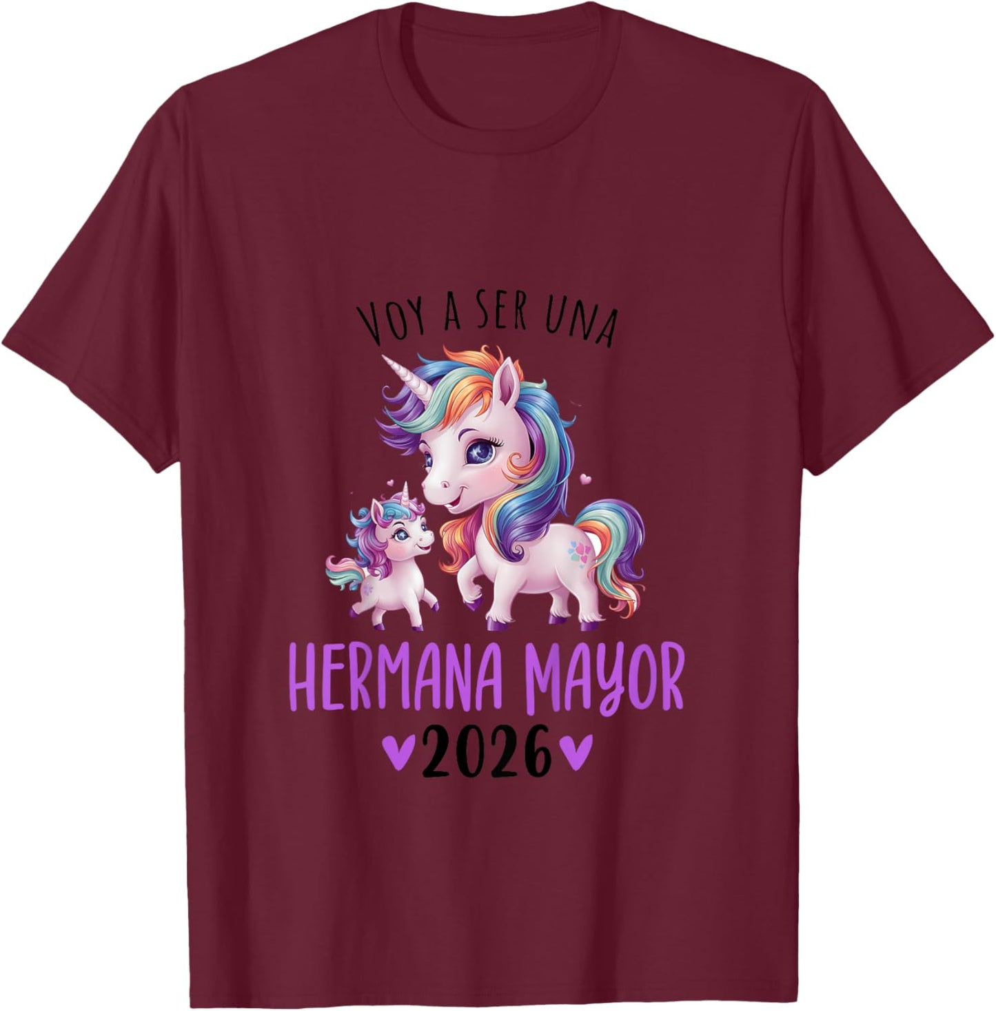 Hermana Mayor 2026 Promoted To Big Sister 2026 in Spanish T-Shirt - T-Shirt | Maroon
