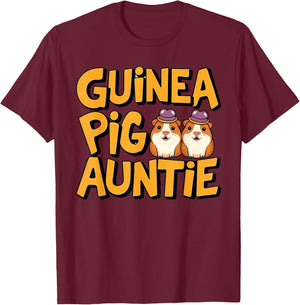 Cute Guinea, Pig Auntie Cavy Aunt For Pet Owner Men Women T-Shirt - T-Shirt | Maroon