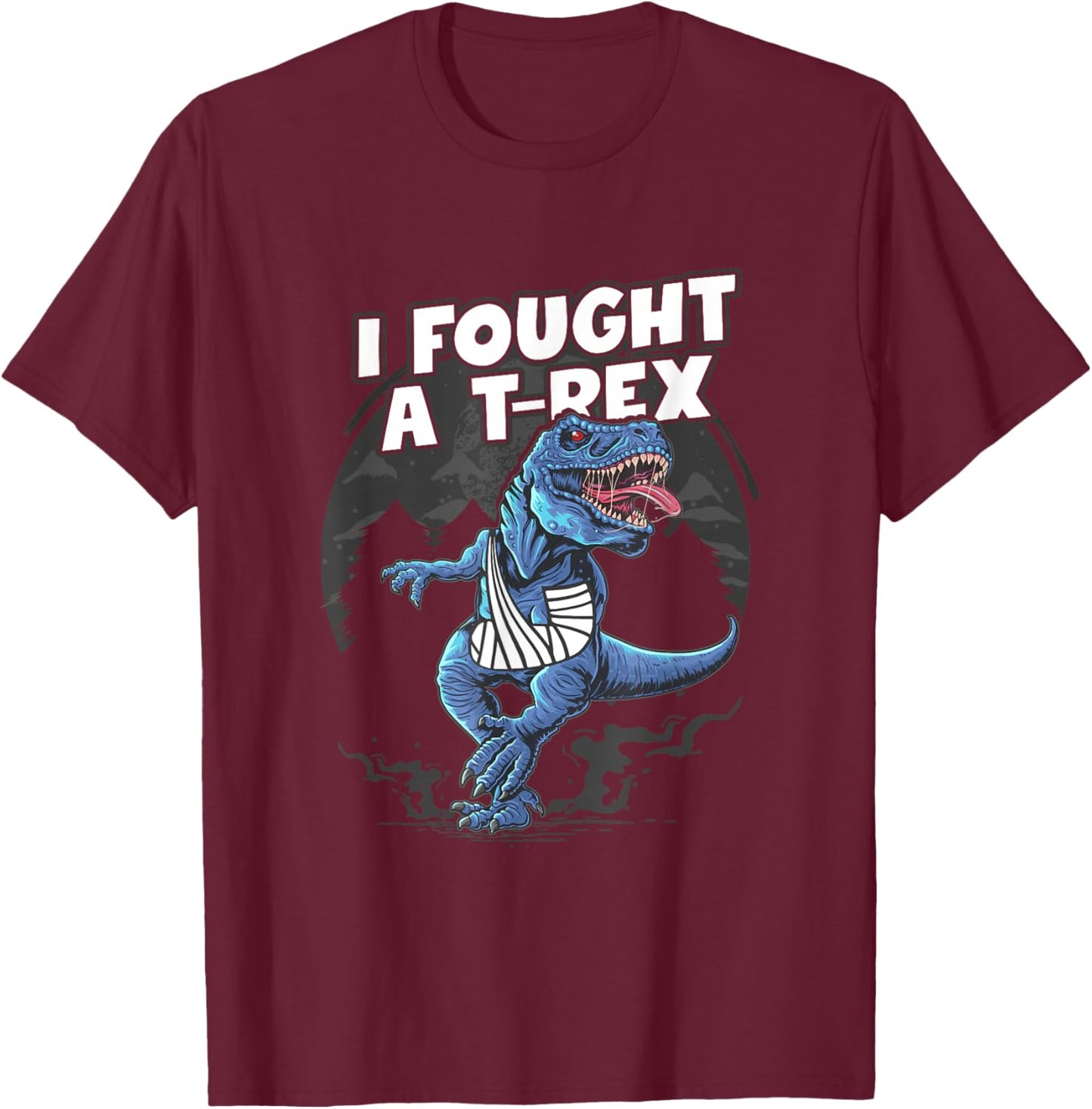 Broken Arm Recovery Boys Dinosaur I Fought A T-Rex Injury T-Shirt - T-Shirt | Maroon