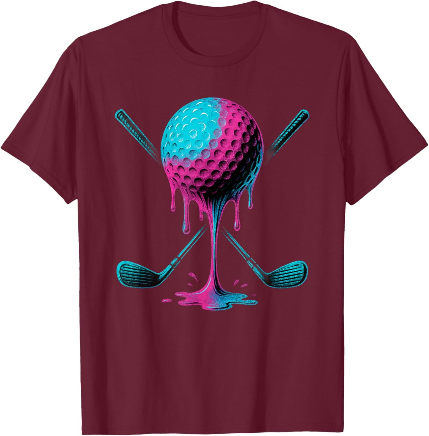 Dripping Golf Ball Ice Cream Drip Cool Golfer Boys Girls T-Shirt - T-Shirt | Maroon