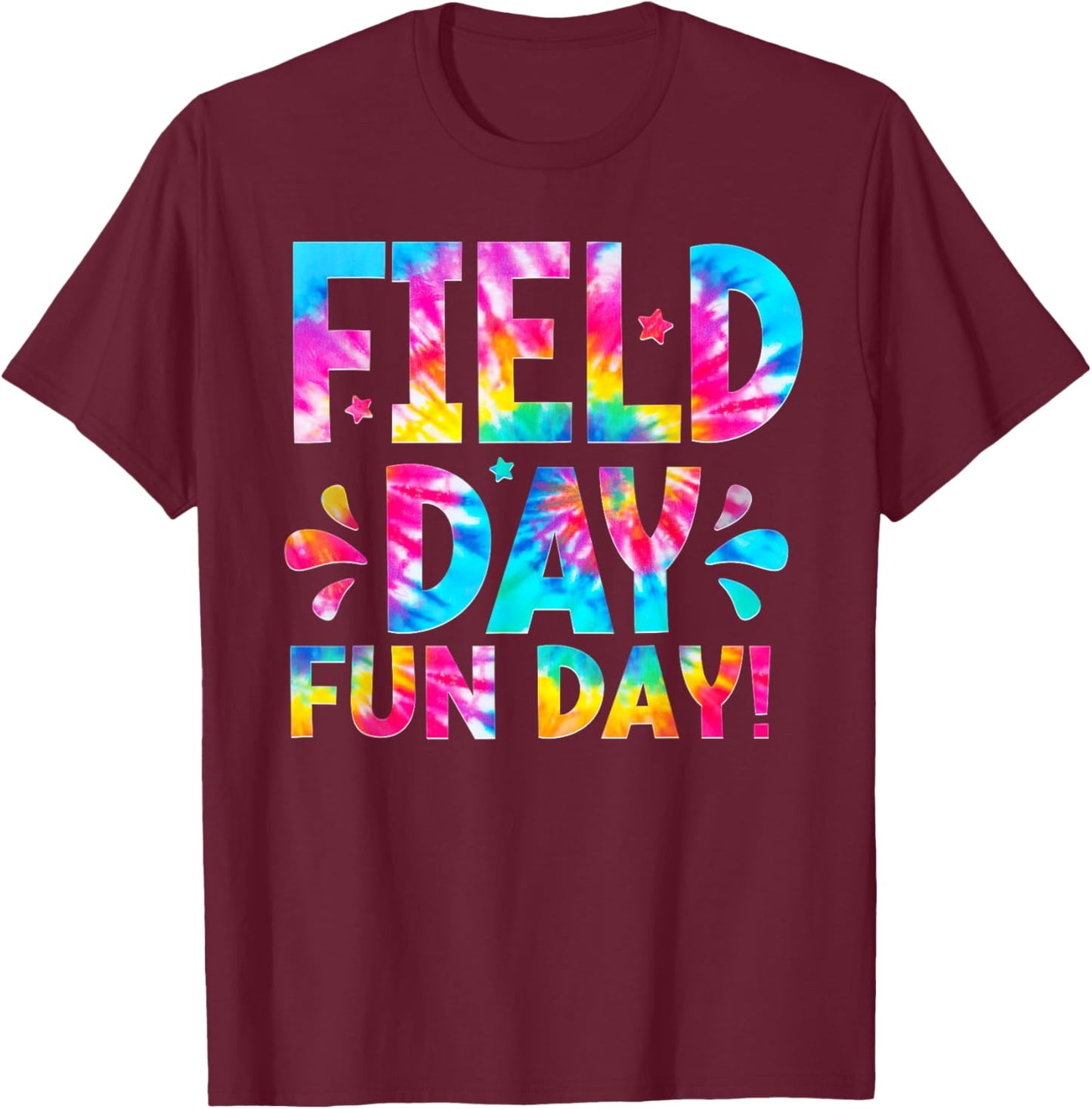 School Field Day Fun Day Tie Dye Field Day 2026 Teacher Kids T-Shirt - T-Shirt | Maroon
