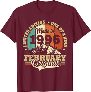 Vintage February 1996 Humor Gift Birthday 30 Years T-Shirt - T-Shirt | Maroon