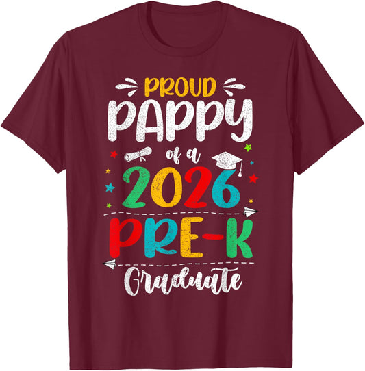 Proud Pappy of A 2026 Pre K Graduate Boy Girl Kids T-Shirt - T-Shirt | Maroon