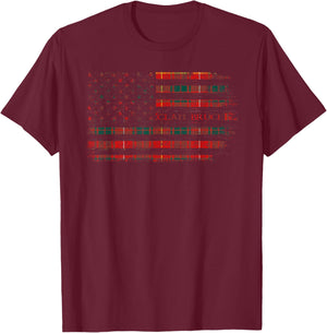 Clan Bruce Scottish tartan US flag kilt Scotland T-Shirt - T-Shirt | Maroon