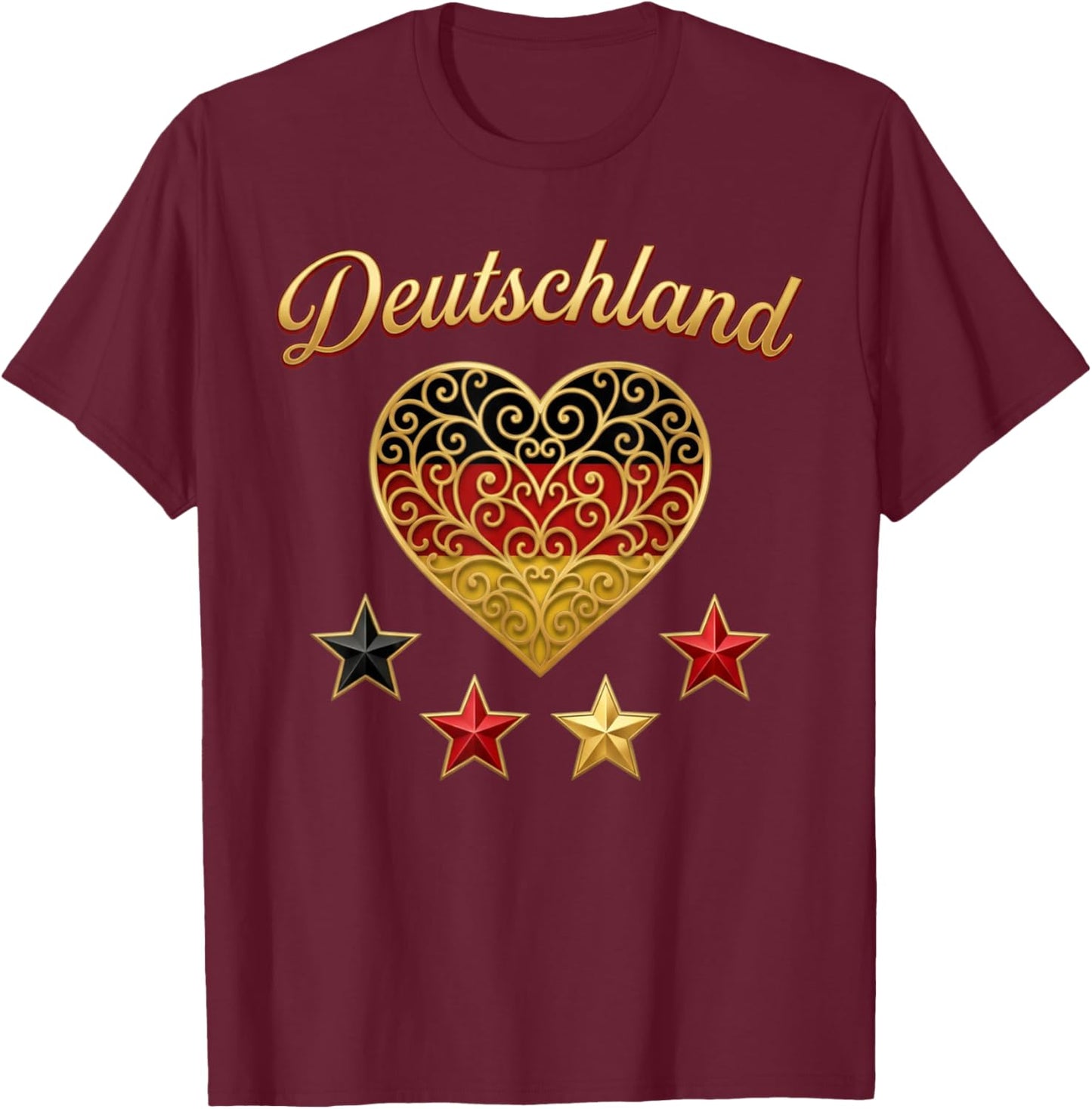 Deutschland Sterne und Herz Germany T-Shirt - T-Shirt | Maroon