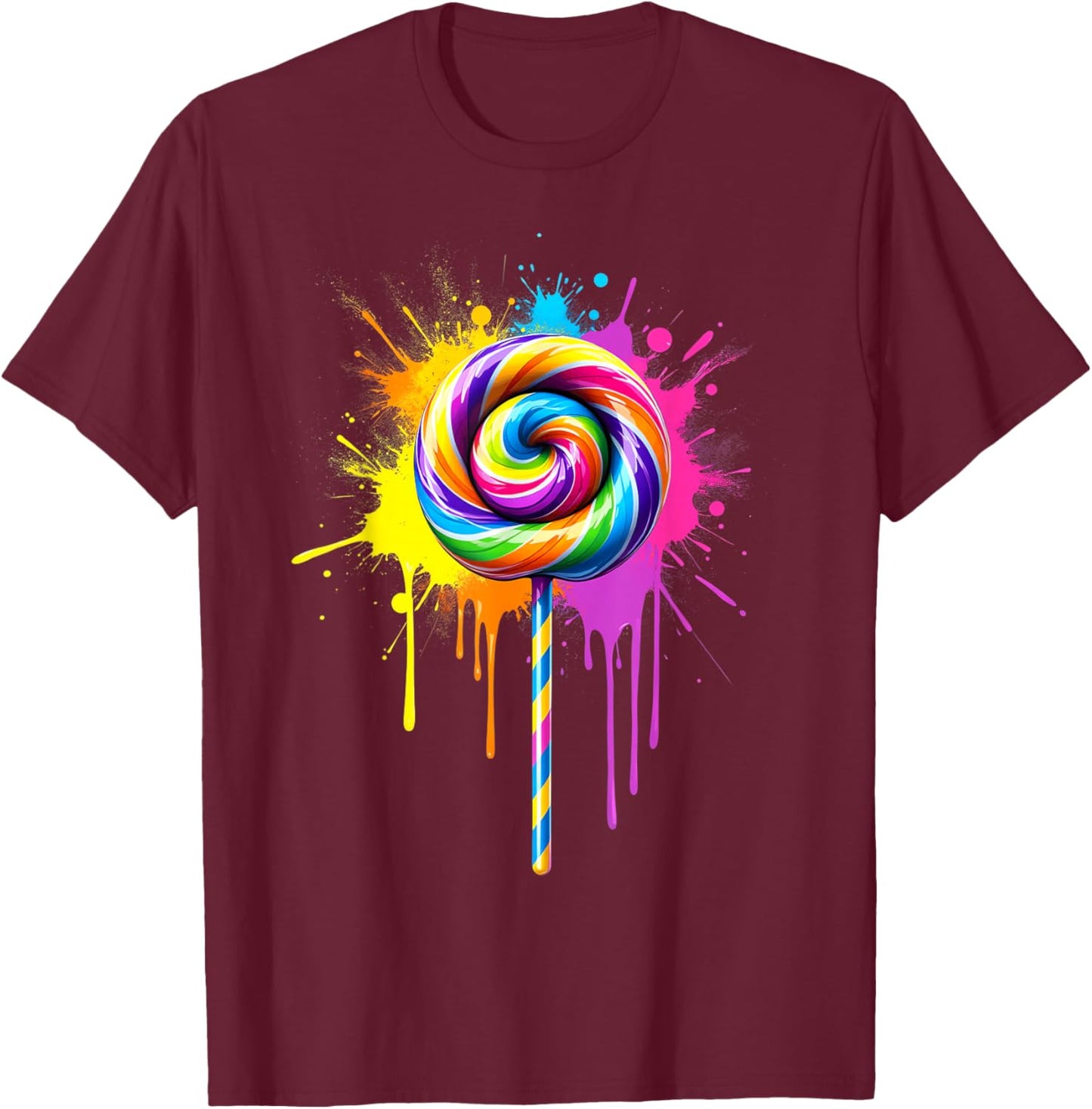 Candy Candy Costume Women's Carnival Lollipop Fancy Dress T-Shirt - T-Shirt | Maroon