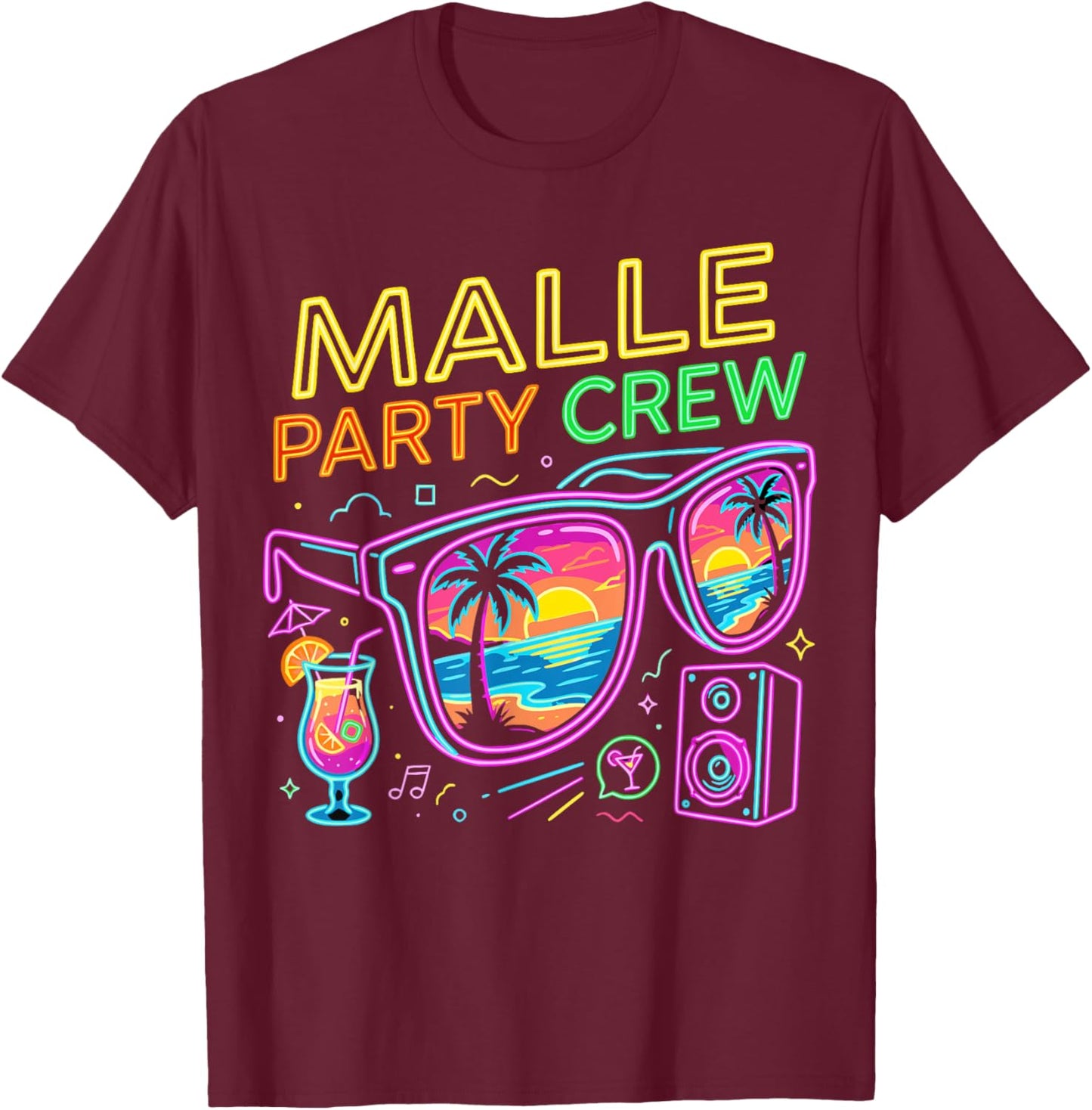 Malle Party Crew Mallorca Urlaub Feiern Design T-Shirt - T-Shirt | Maroon