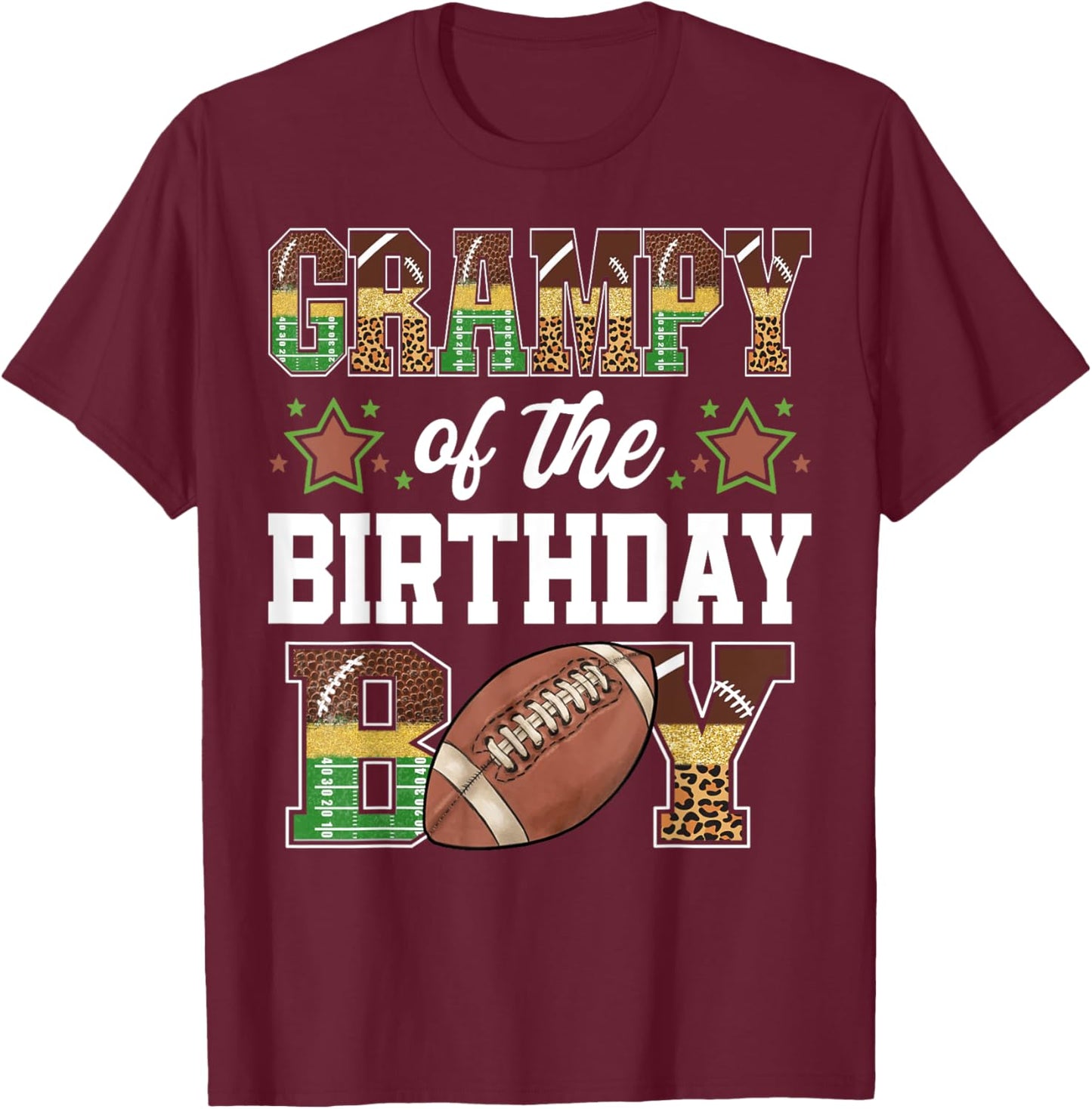 Grampy Of The Birthday Boy Football Player Family Matching T-Shirt - T-Shirt | Maroon