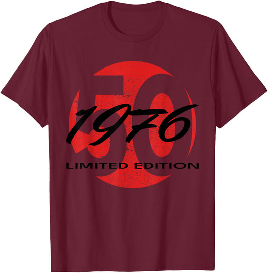 50th Birthday Man Woman 50 Years 1976 Funny Gift T-Shirt - T-Shirt | Maroon