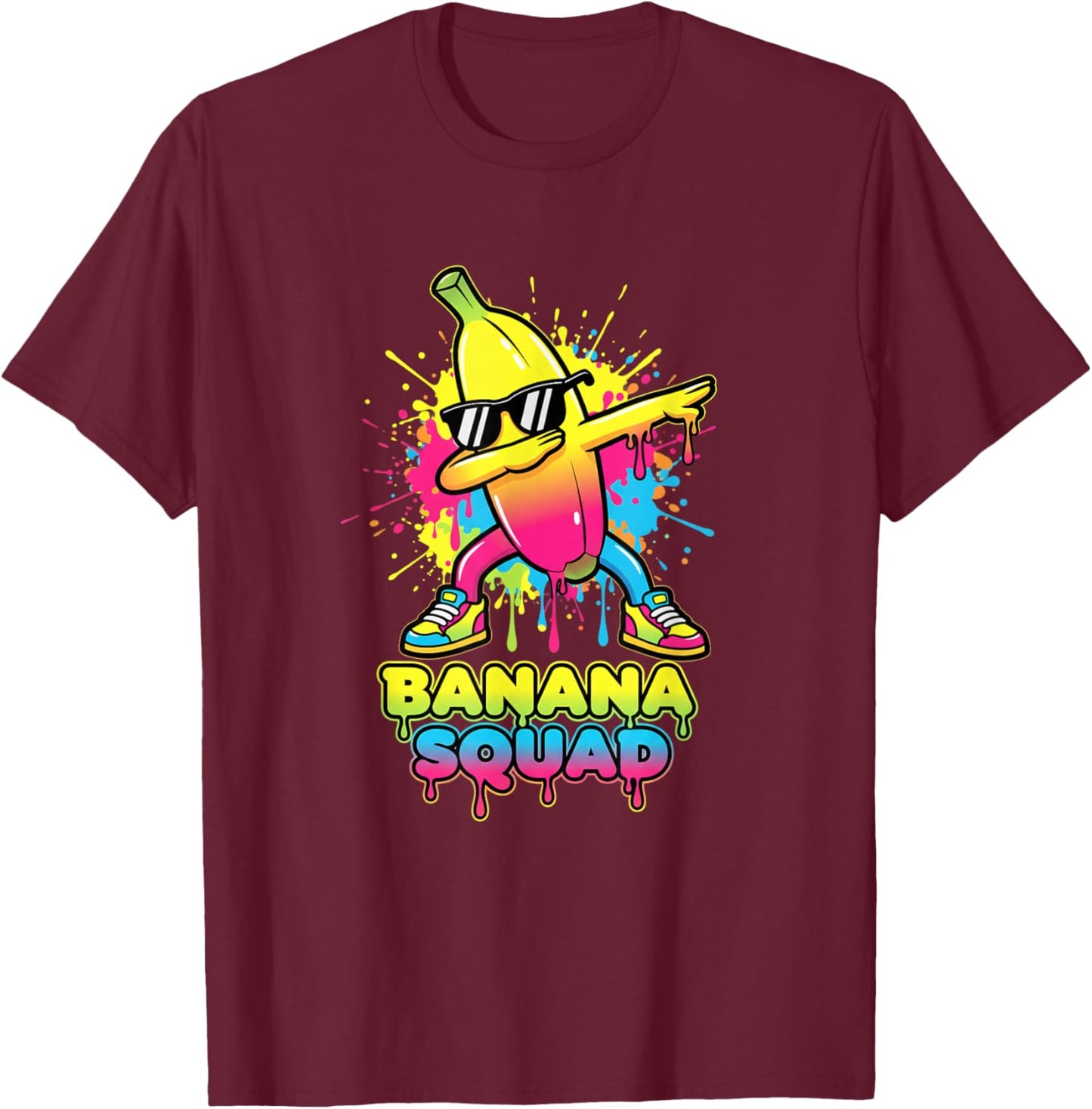 Banana Squad Dabbing Banana Funny Boys Fruit Party T-Shirt - T-Shirt | Maroon