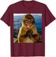Thinking Monkey Meme Found an Evil Idea Smiling Funny Silly T-Shirt - T-Shirt | Maroon