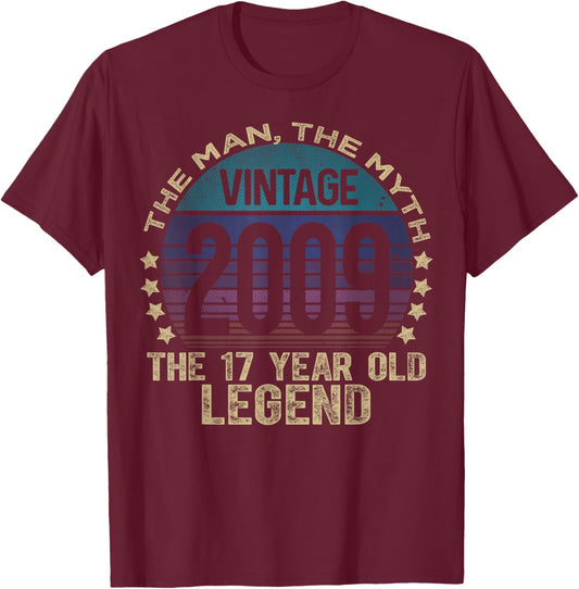 17 Year Old Gifts Vintage 2009 Limited Edition 17th Birthday T-Shirt - T-Shirt | Maroon
